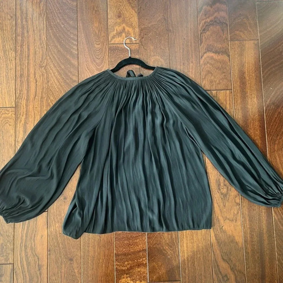 Ramy Brook | Paris LS Silk Peasant Blouse - Black / Sz S - Picture 7 of 11
